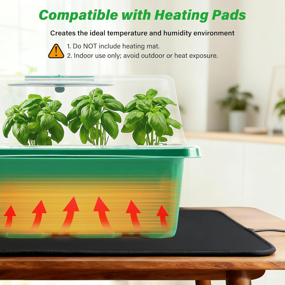 5-Pack Seed Starter Trays, Seed Starter Kit with Adjustable Humidity Dome and Ba