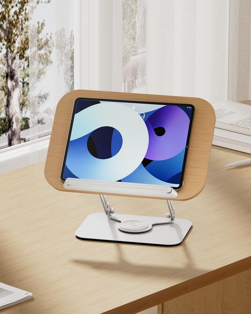 Book Stand Reading,Book Holder Height&Angle Adjustable 360° Rotating Base