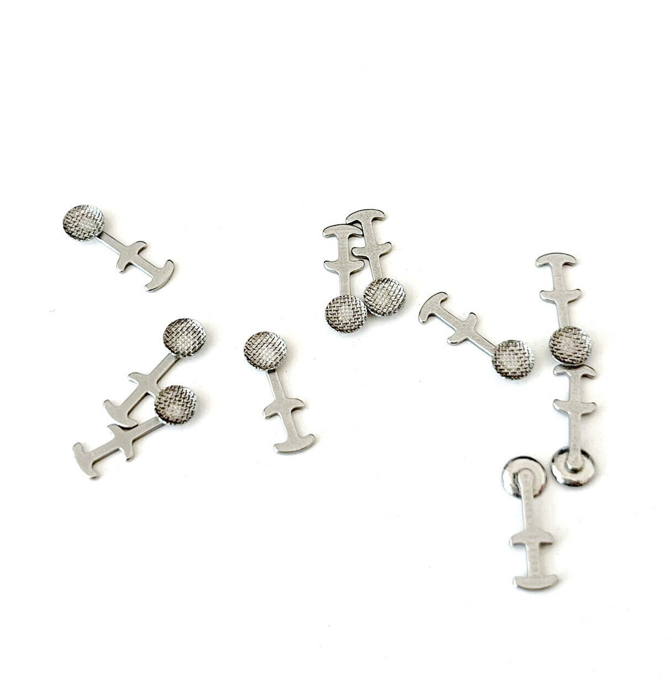 Dental Orthodontic Bondable Lingual Button Multi-hook Arms Braces Slid Crimpable