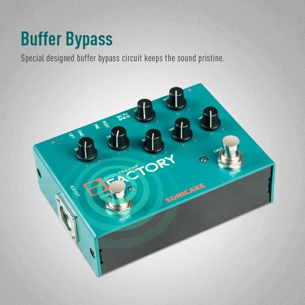 Analog Bass Pedal: Overdrive, Compression, EQ, Pristine Buffer Bypass