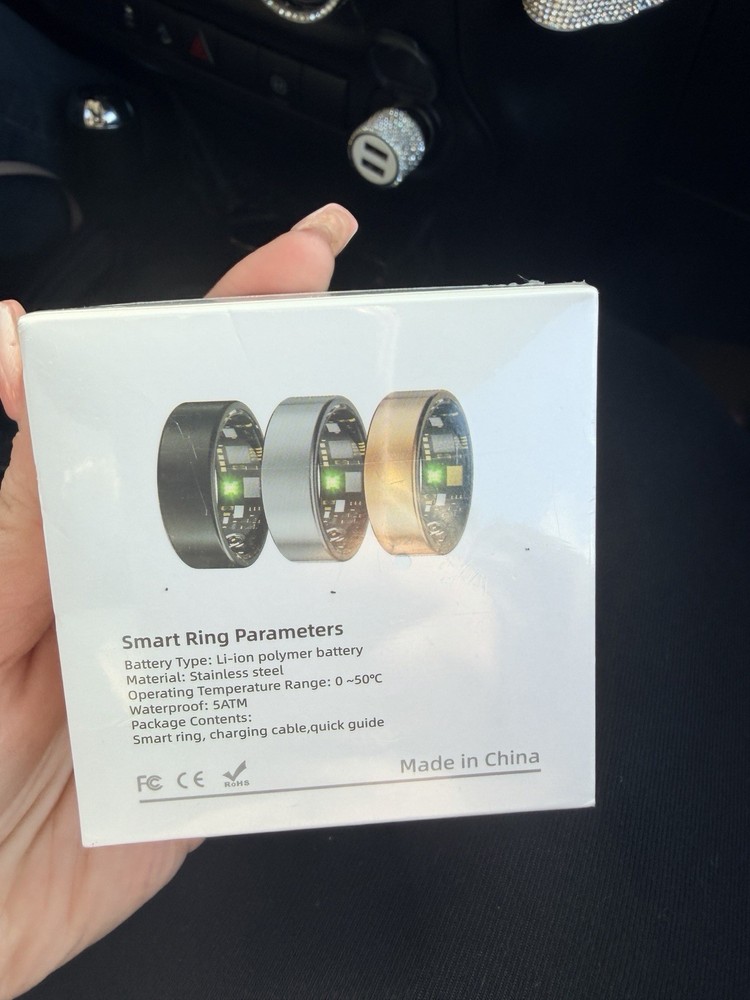 NewSmart Ring Activity Tracker Waterproof Heart Rate Size 14 gold