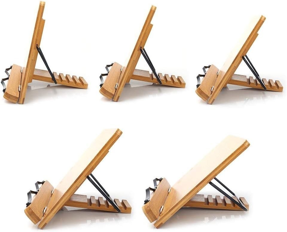 Adjustable Folding Bamboo Book Stand - Durable and Lightweight Reading Solution