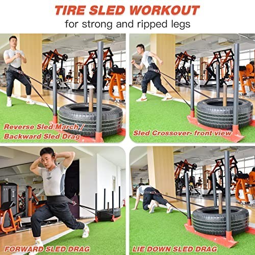 Adjustable Sled Pulling Belt for Weight Training, Agility & Core Workout - 2 Str