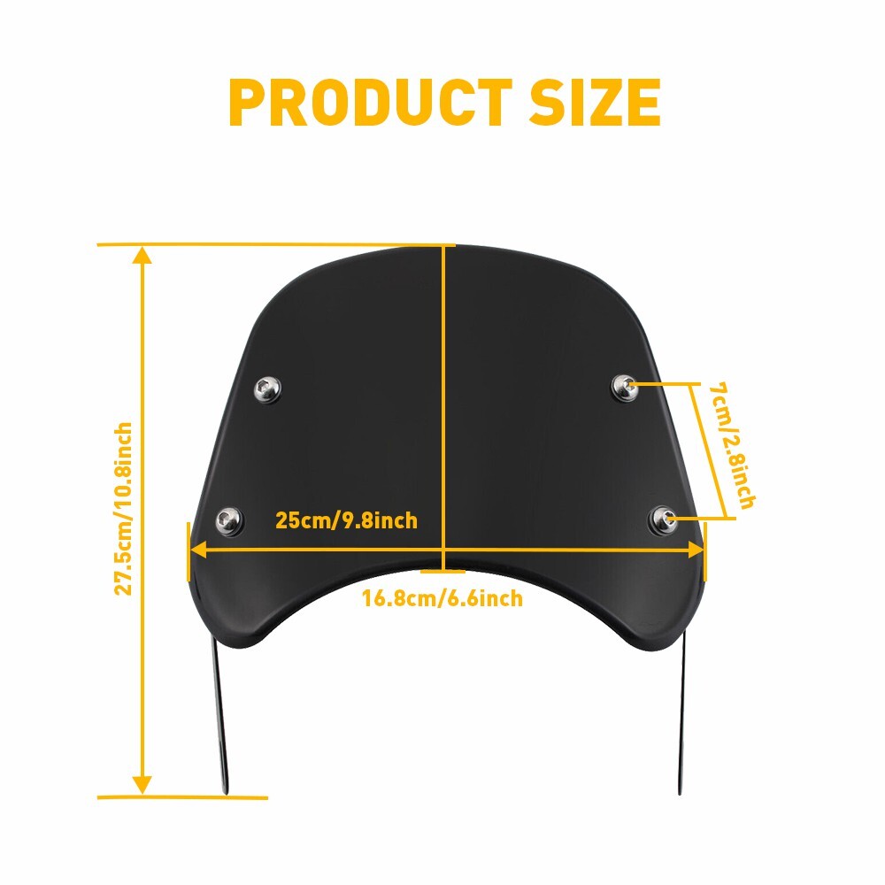 Motorcycle Windshield Front Flyscreen Universal Windscreen w/Mount Bracket 5"-7"