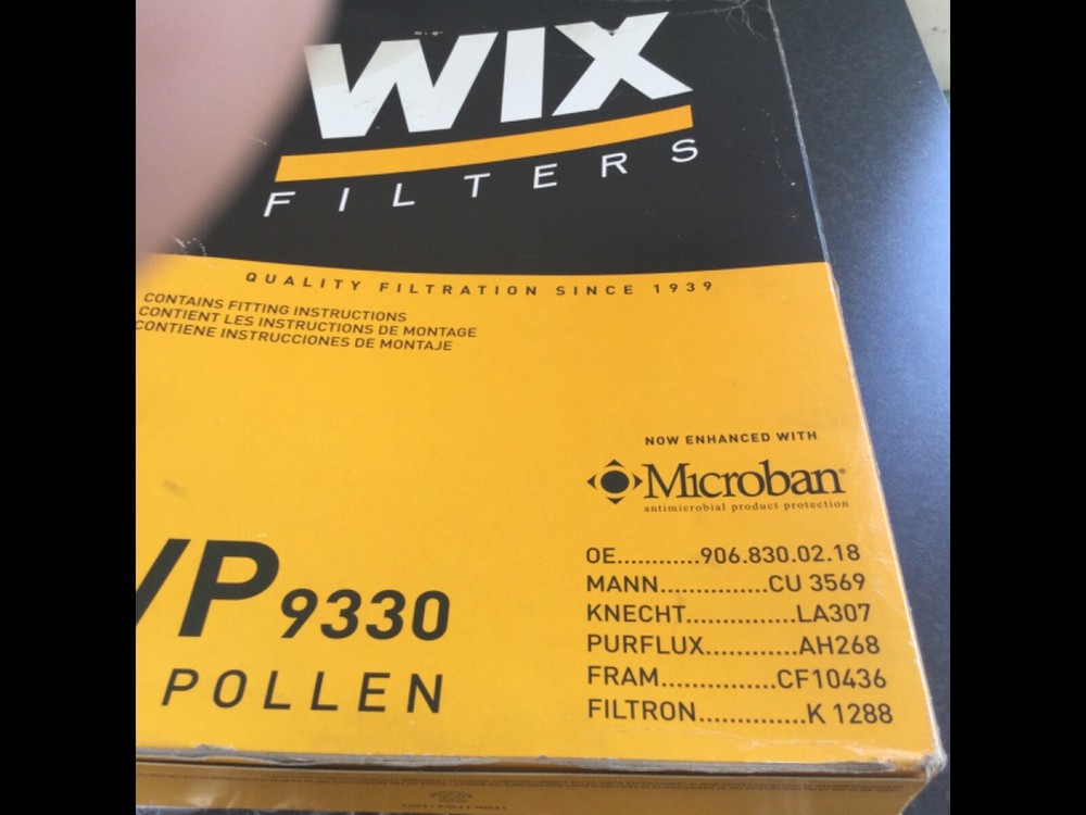 WIX Pollen filter WP9330 Mercedes Sprinter/Crafter