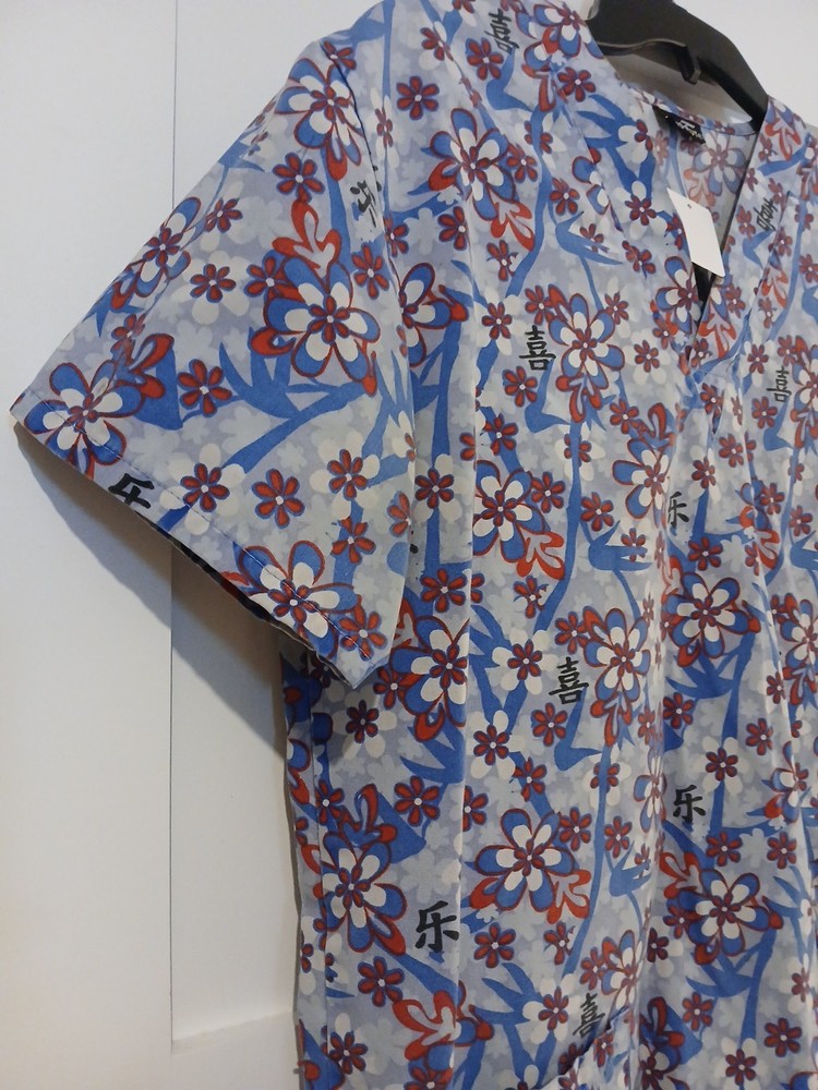 Absolute Women's Red White & Blue Scrub Top With Two Pockets