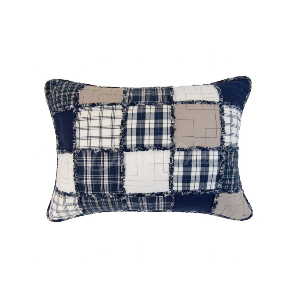 Donna Sharp Checkerboard Indigo Pieced Patchwork Quilt Bedding Set - 3-Piece ...