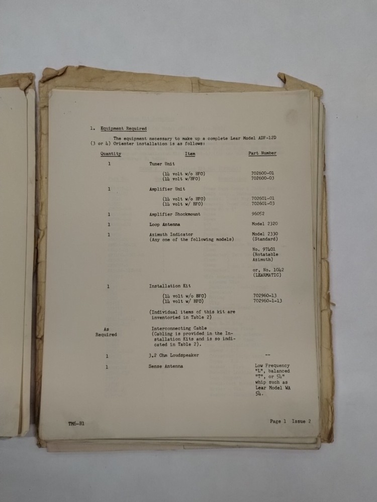 Lear Orienter Models ADF-12D3 & ADF-12D4 Installation Instructions- Original