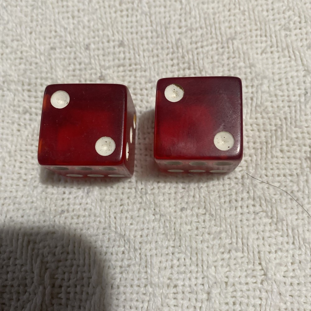 Vintage Bakelite Dice 1” red translucent