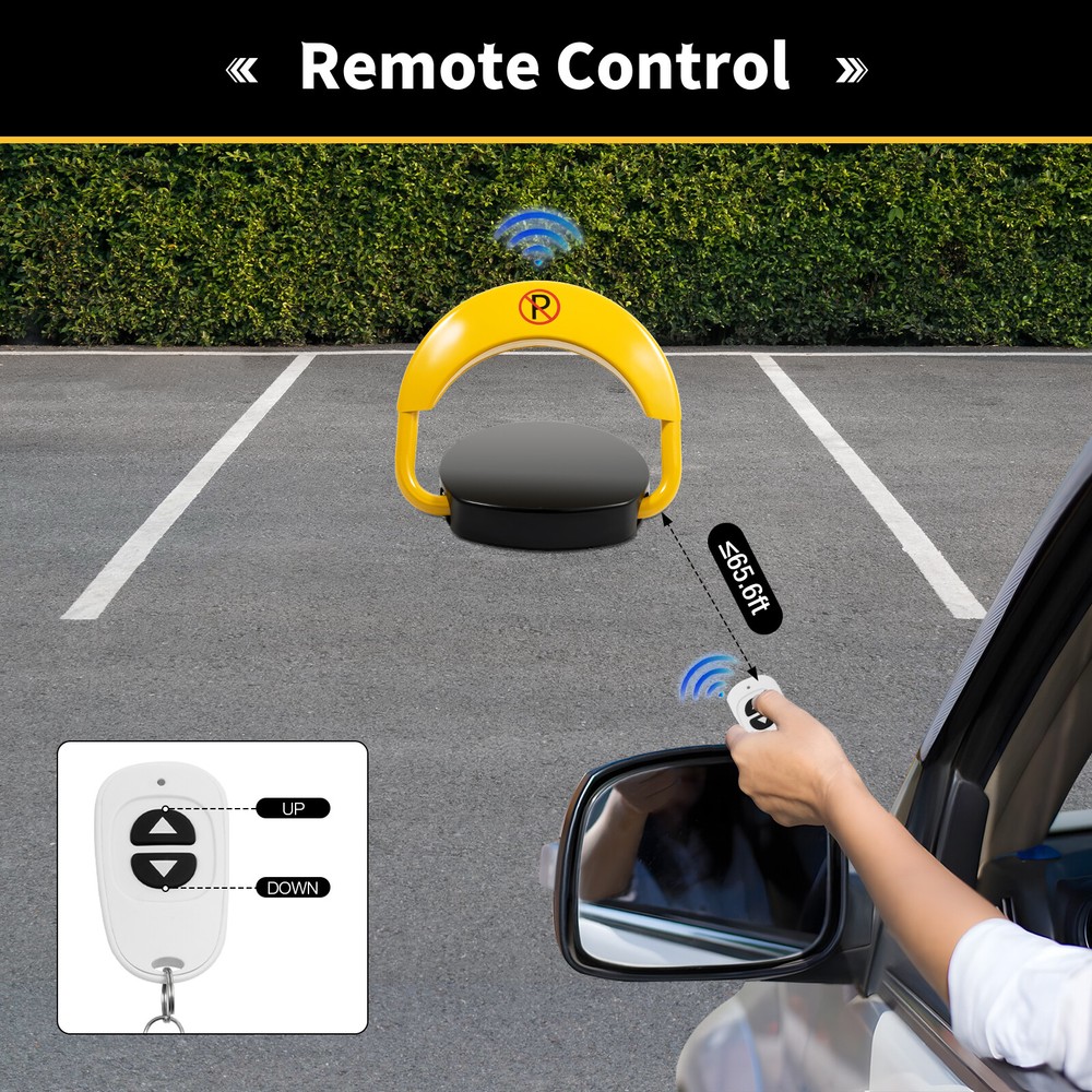 Automatic Parking Space Lock Remote Control Yellow Parking Barrier Waterproof