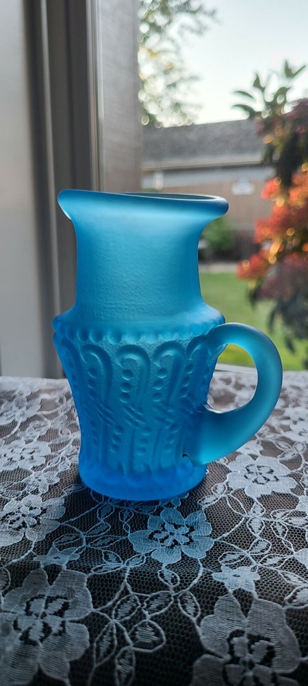 Pitcher Satin Blue Creamer Syrup Vintage