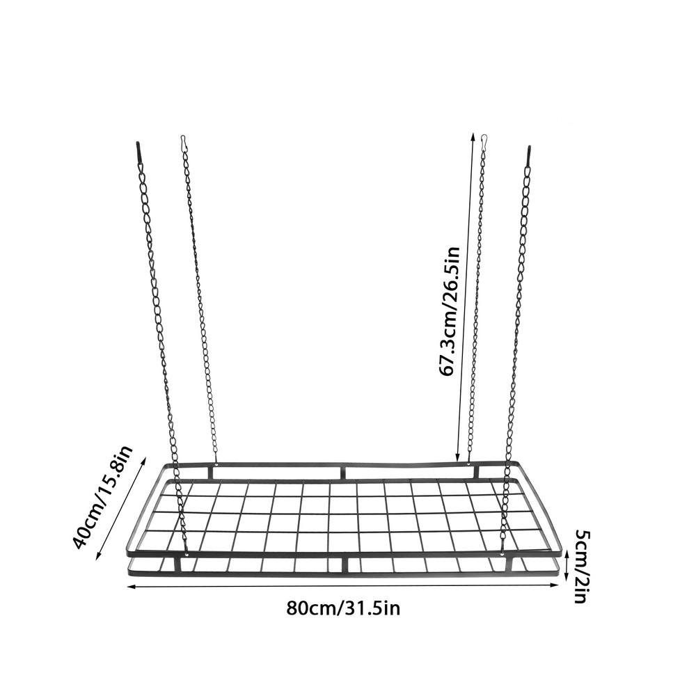 Modern Hanging Pot Holder Pan Hanger Kitchen Ceiling Rack with 12 Hooks Black