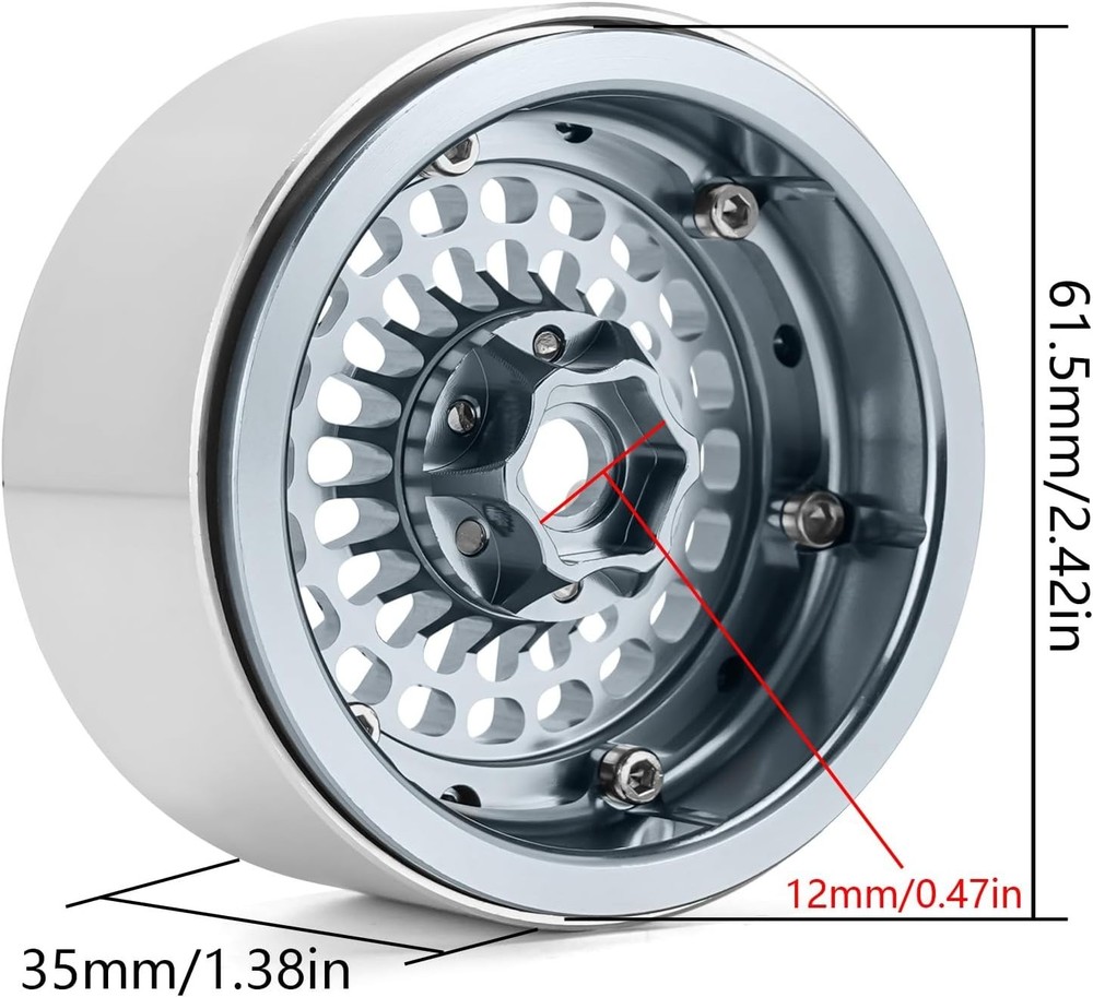 Precision Designed 2.2" Beadlock Wheels for RC Crawlers, Easy to Install