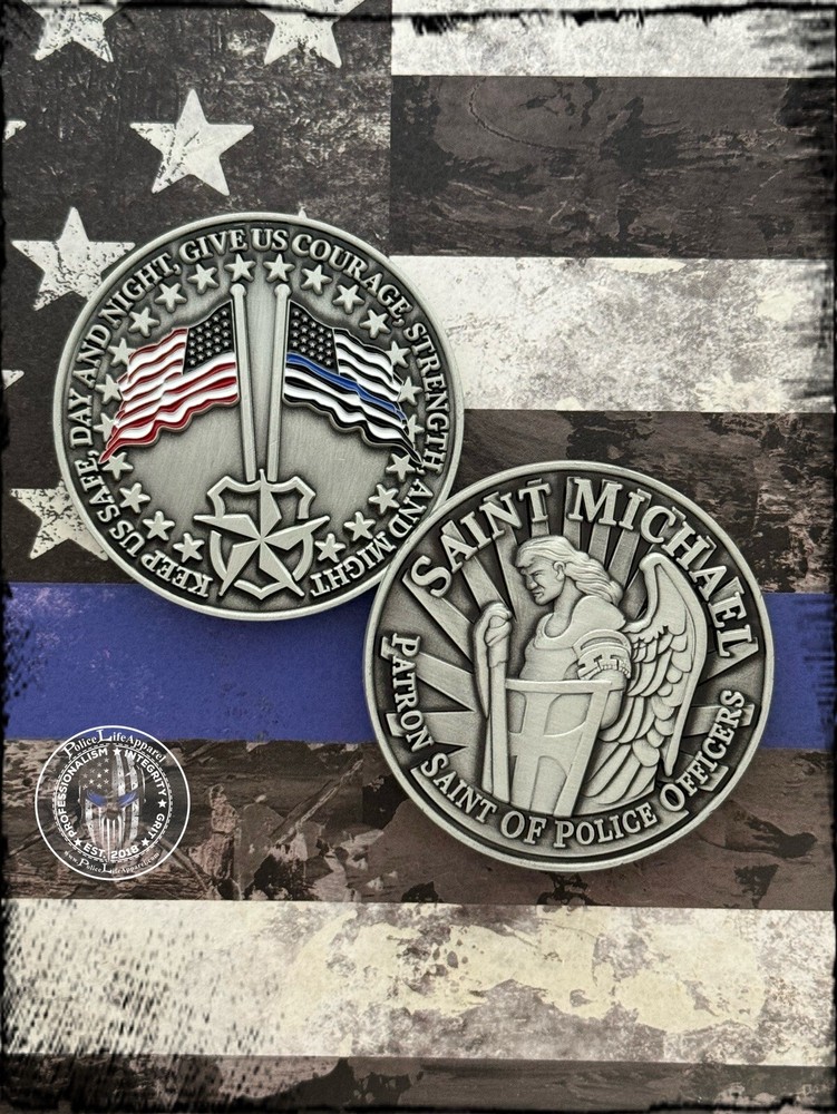 Blue Line St. Michael Challenge Coin