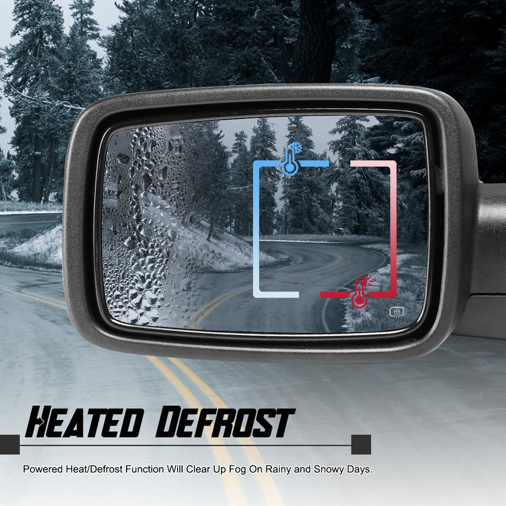 Left Side Mirror Fits 2013-2019 Ram 1500 Chrome Power Fold+Heated+Temper Sensor