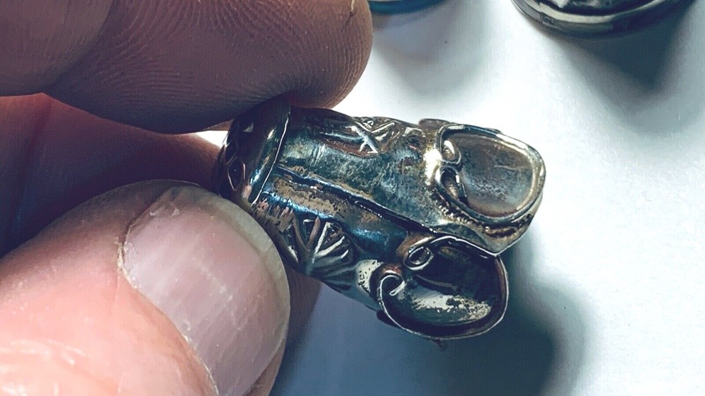 3 Vintage Silver Handmade Thimbles With some Stone work on bottom
