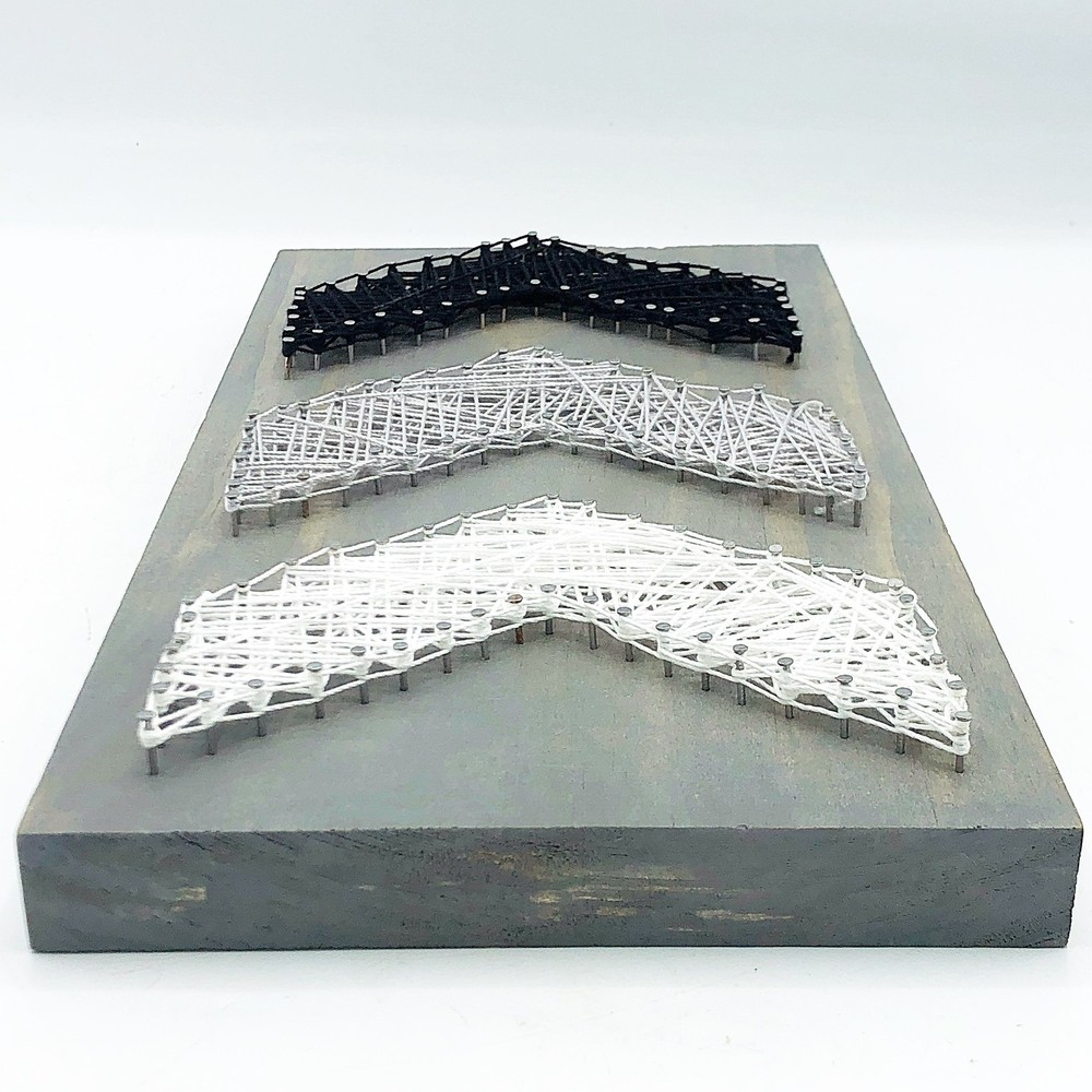 Grey and Black Chevron String Art Handcrafted 11" H Plaque