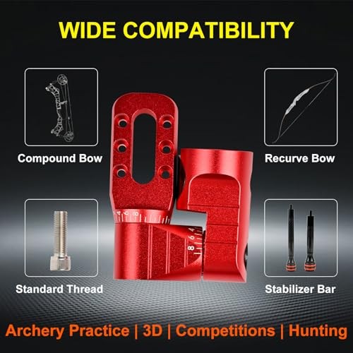 Archery Single Side V-Bar Mount - Adjustable Bow Stabilizer Quick Red