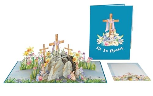 3D He Is Risen Resurrection Pop Up Easter Card with Notecard – Empty Tomb and