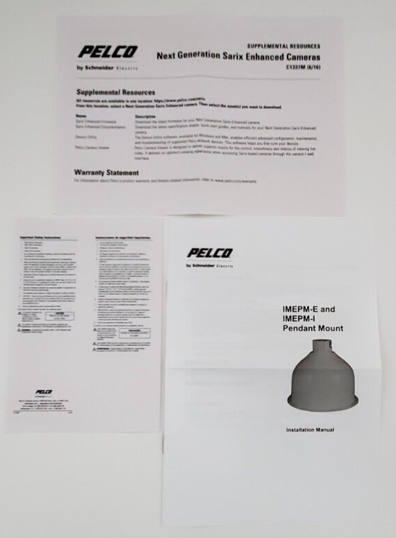 Pelco IMEPM-E Sarix Enhanced Environmental Pendant Mount for Dome Camera