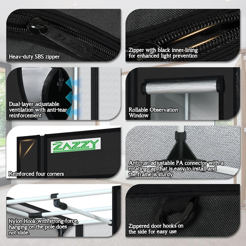 Reflective Mylar Grow Tent 2'x2' – Easy Assembly & Optimal Growth Environment