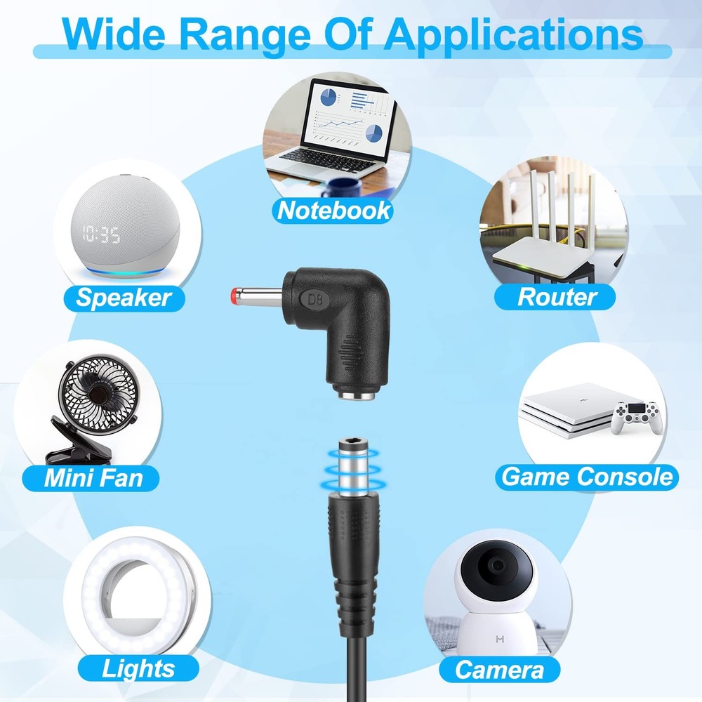 FARSENSE USB C to DC Adapter,Barrel PD Trigger Cable(3.3ft) with small, BLACK