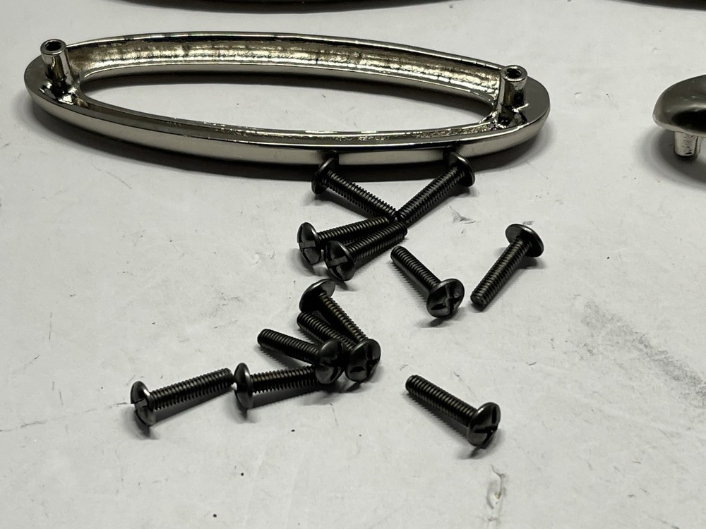 Vintage Lot (6) NOS Chrome Oval Fixed Drawer Pulls