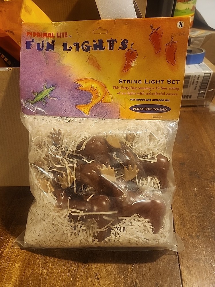 2002 Primal Lite Fun String 10 Lights Set 12 Foot String moose/deer  NOS