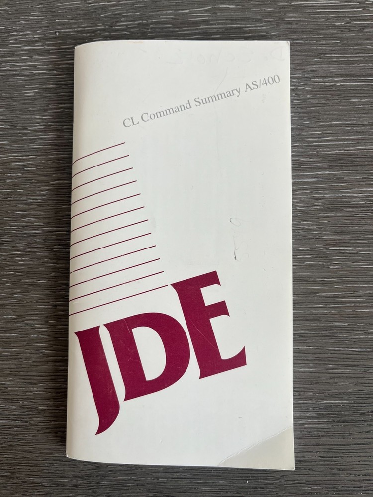 Vintage 1990s JD Edwards Enterprise Software CL Command Summary AS/400 Booklet
