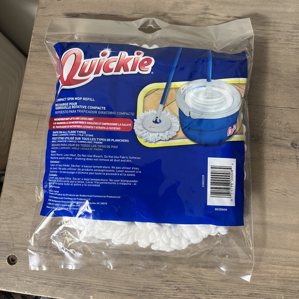 Quickie Water Compact Spin Mop Refill Floor Cleaning System Microfiber