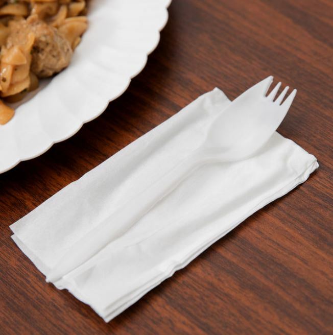 Individually Wrapped Medium Weight White Plastic Spork - 50 Pack