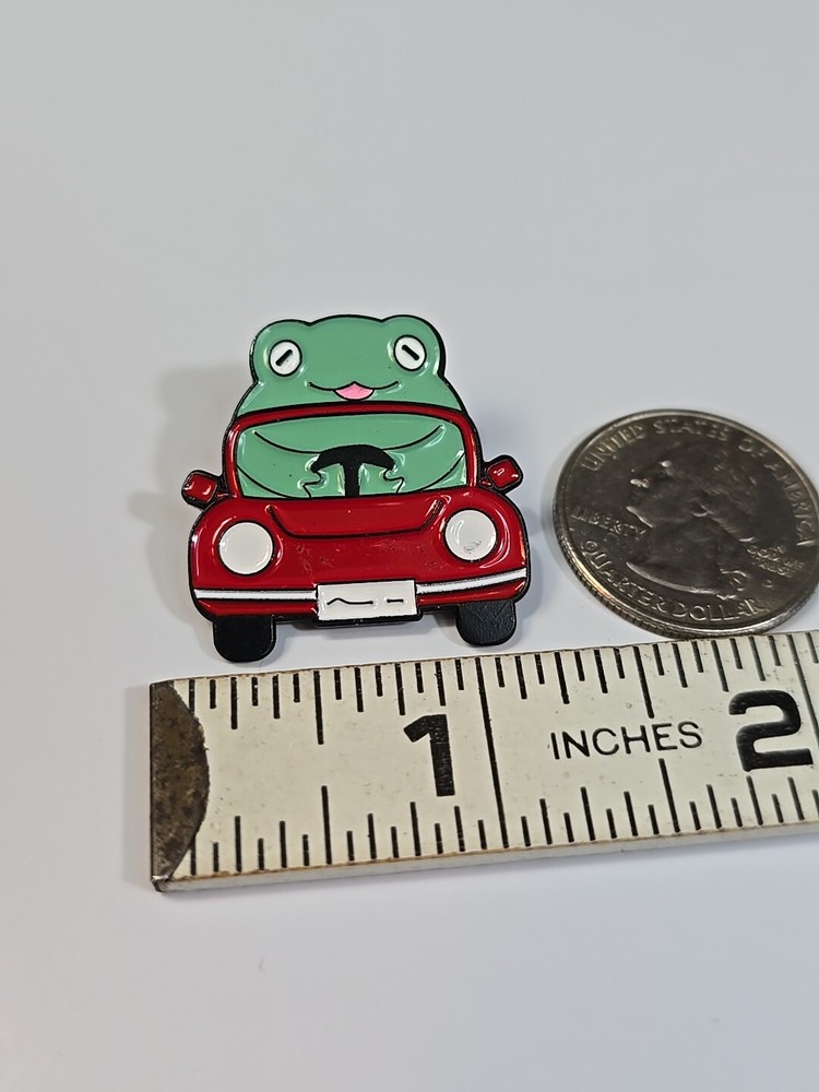 Frog Driving Red Convertible Car Lapel Pin
