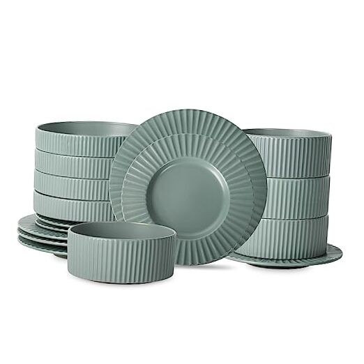 Christian Siriano Lusso 16-Piece Dinnerware 16-Piece - Service for 4 Stone