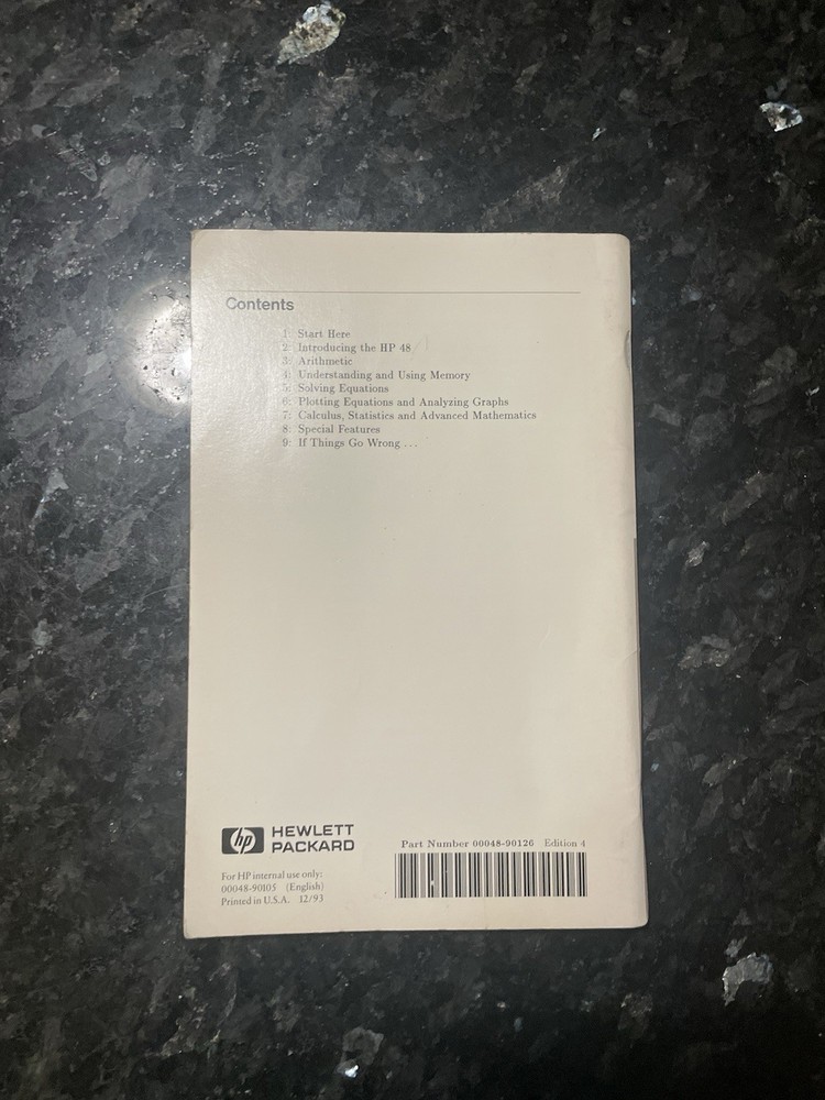 HP 48G Quick Start Guide Only VGC