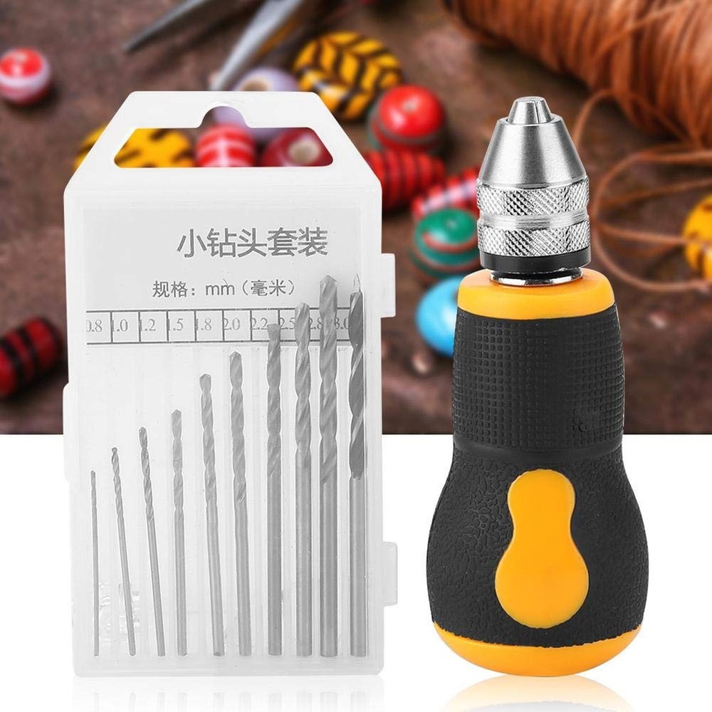 Micro Mini Hand Drill Tool, Portable Tool Set Small Hand Drill & 10 pcs Twist...