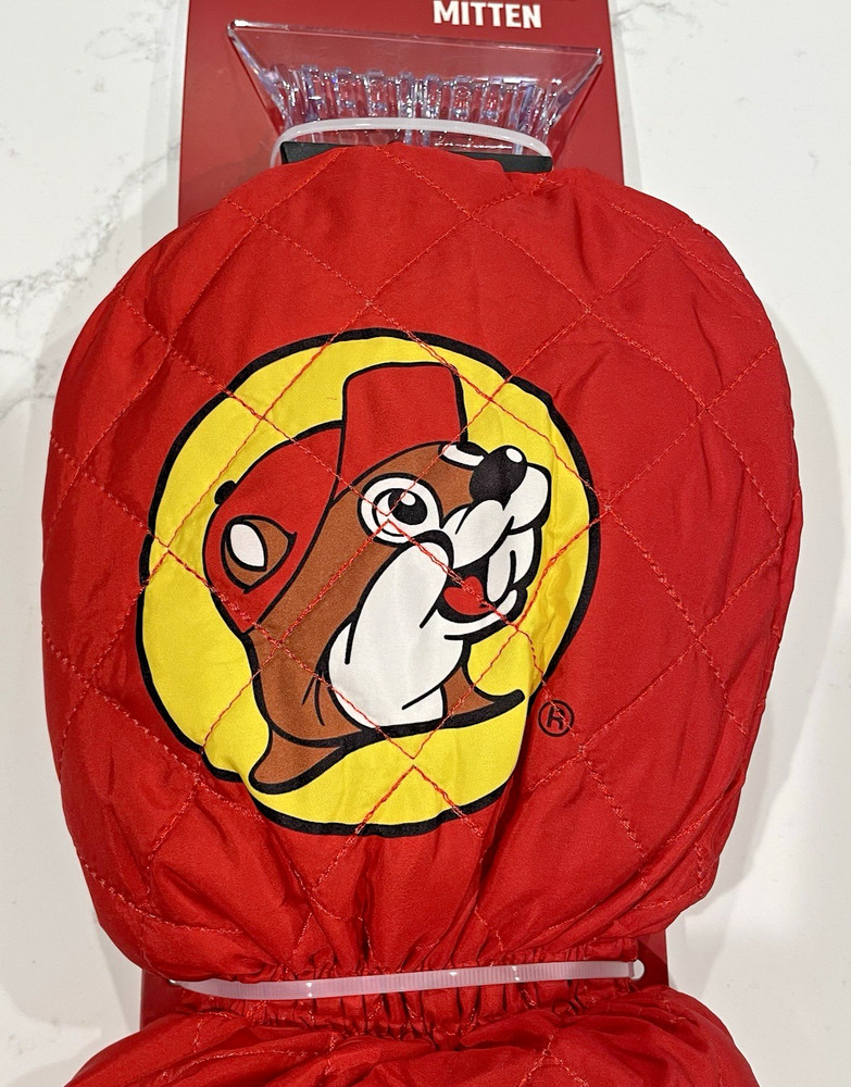 Buc-ee's Ice Scraper Mitten Red Quilted Fleece Lined Beaver Logo Gift