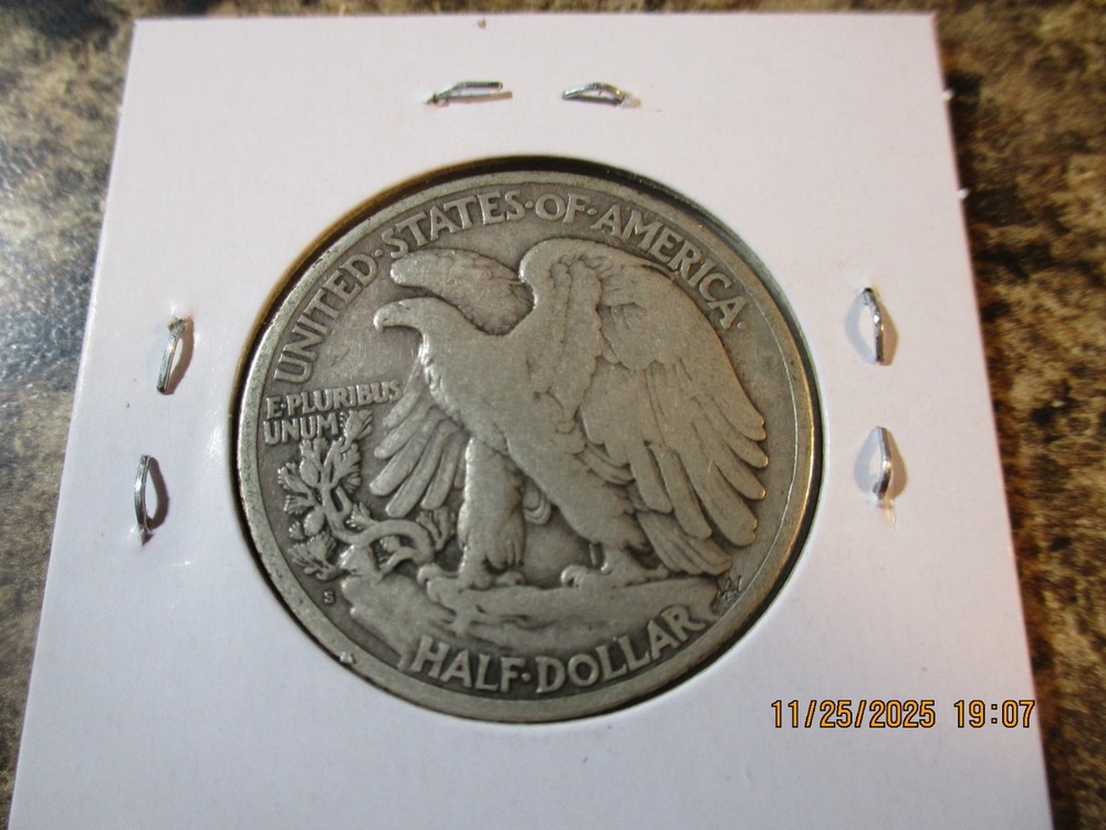 1918-S WALKING LIBERTY SILVER HALF DOLLAR FINE 73