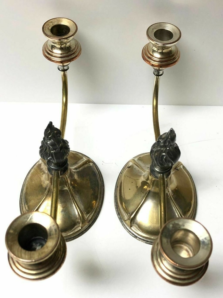 2 Arm Candlestick Holders Lawrence B. Smith Silver Co. Boston MA