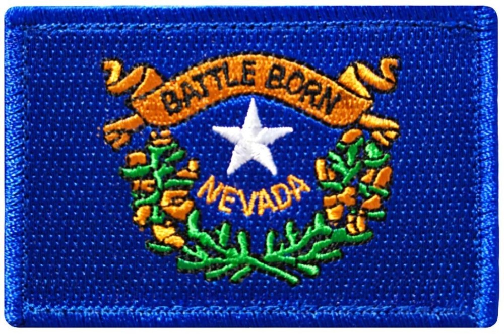 Nevada State Flag Battle Born Embroidered Patch |2PC HOOK BACKING 3"x2"