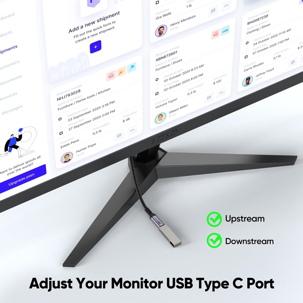 USB C Extension Cable 6 inch Short, Full-Function Extender 0.5 Feet, Grey