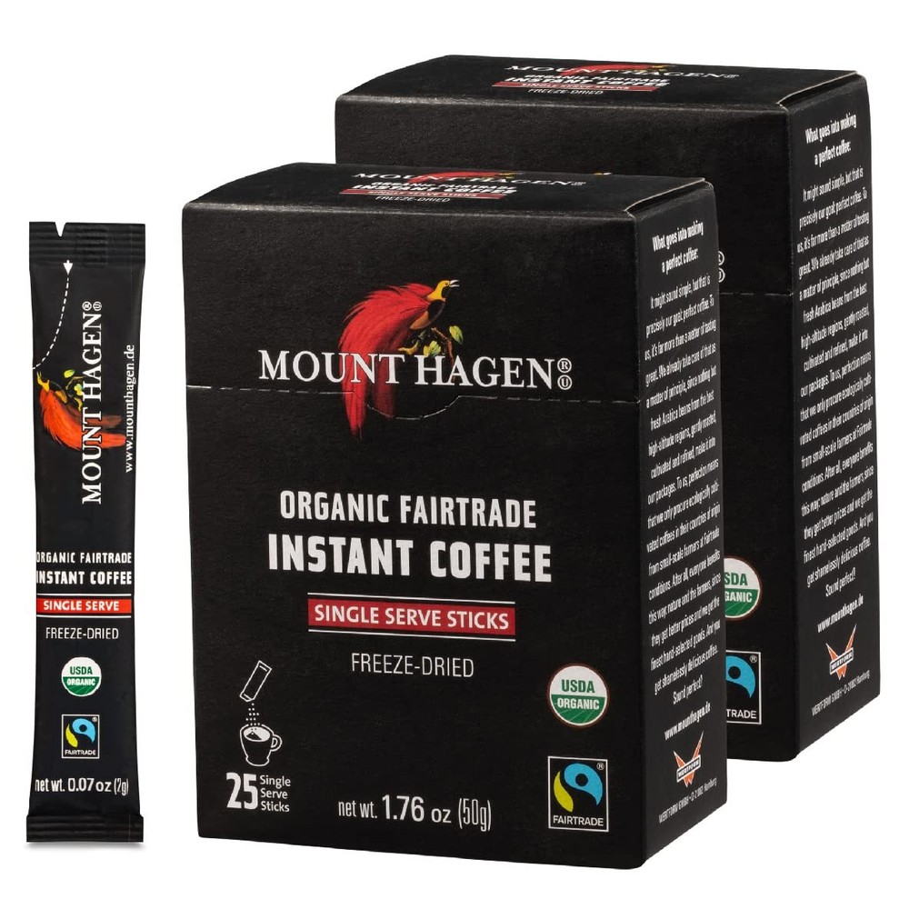 25 Count Single Serve Instant Coffee Packets - 2 Pack | Organic Medium Roast ...