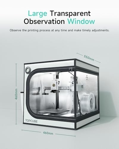 3D Printer Enclosure with LED Light - Large Transparent, Fireproof, Noise Reduct