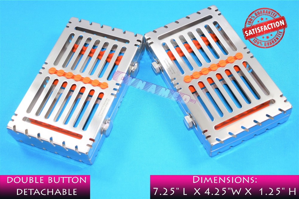 2PCS STERILIZATION TRAYS FOR 7 INSTRUMENTS DETACHABLE PREMIUM GERMAN WITH BUTTON
