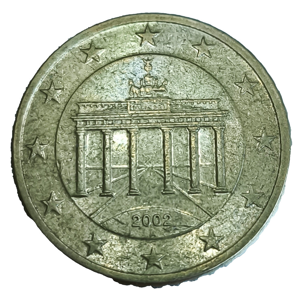 50 Cent Germany 2002 A – Error Coin (Double Rim, Weak Strike, Blurred Mintmark
