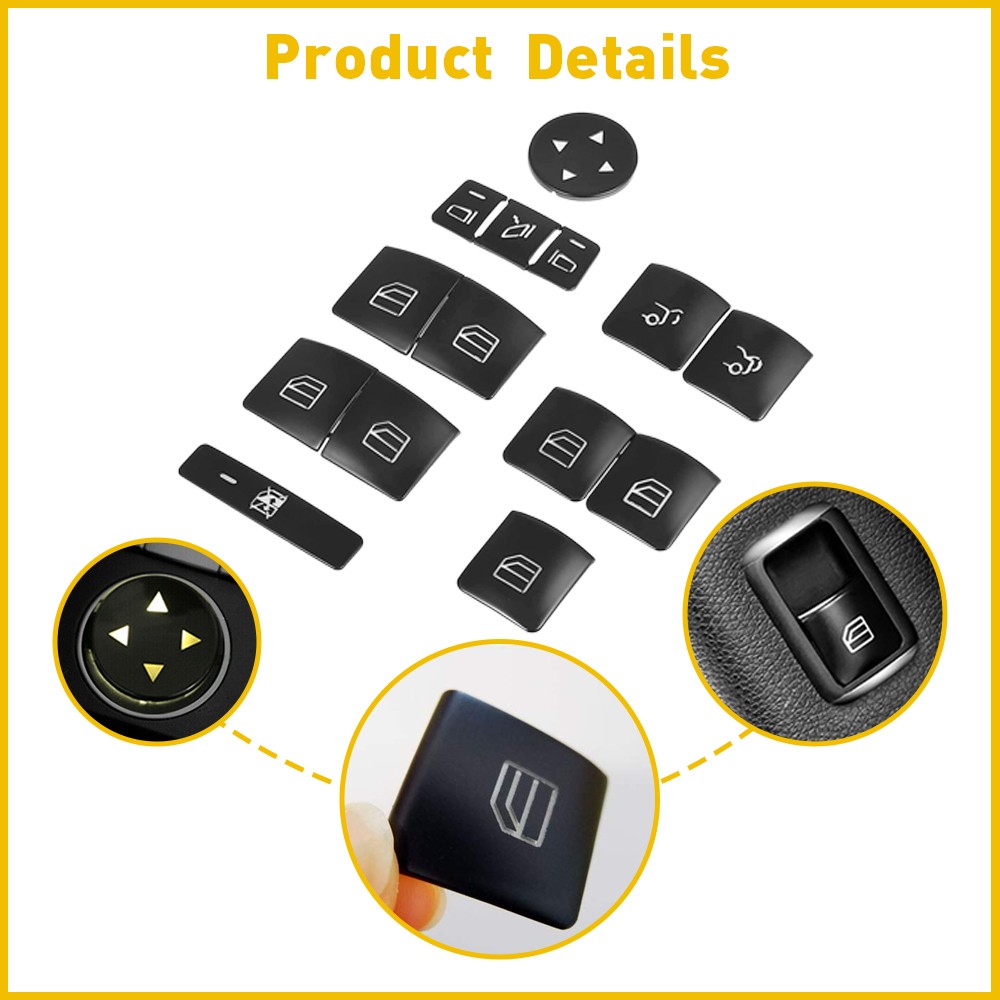 For 2013-2017 Mercedes-Benz CLA/A/B-Class 14Pc Window Switch Button Cover