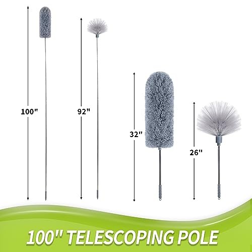 Cobweb Duster with Extension Pole, Set A: Spider Web Brush & Ceiling Duster