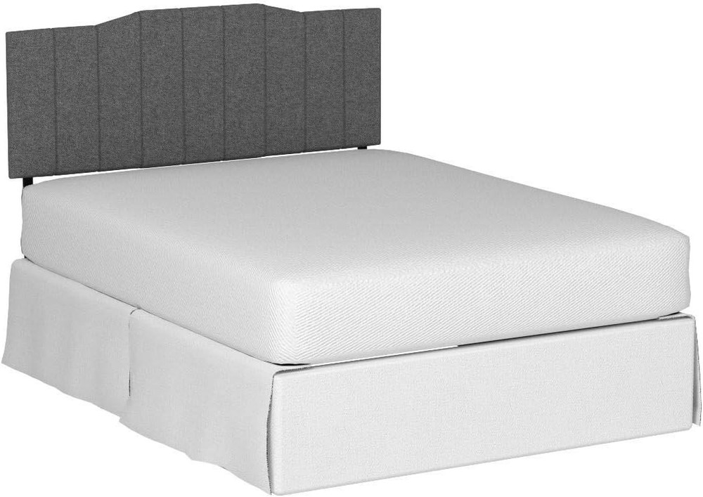 Upholstered Headboard Gray Full Sturdy Steel Frame Channel Stitched