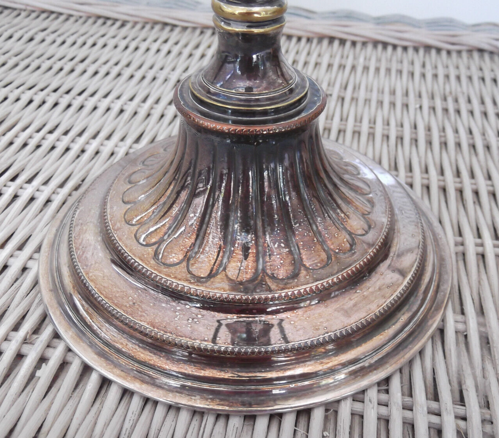 Cooper Bros. & Sons Sheffield Silverplate on Copper Candelabra 1 - 14-1/2"