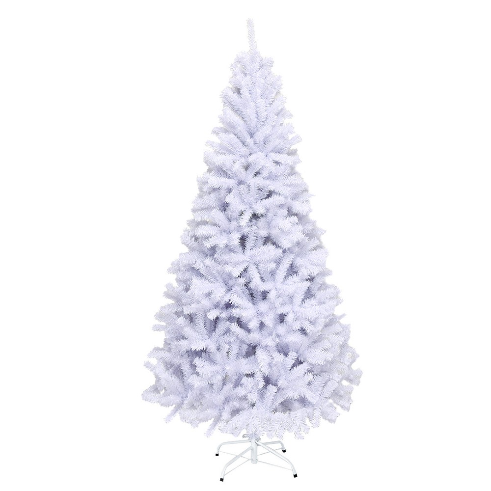 Topbuy 6ft White Christmas Pine Tree Hinged Artificial Decoration