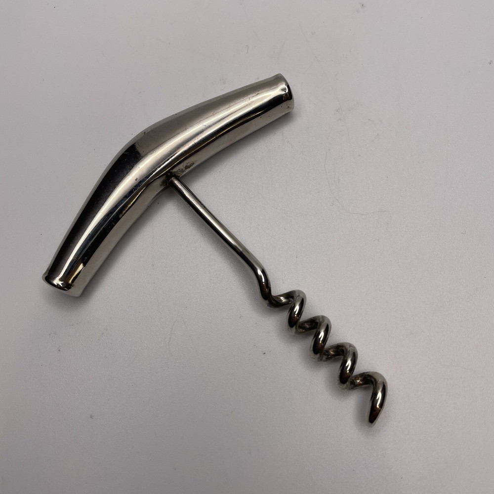 VINTAGE CORKSCREW Bottle Opener Silver Minimalist Sleek